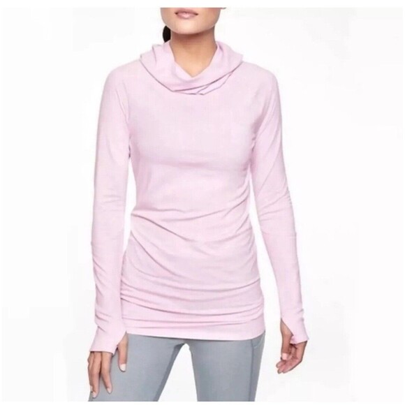 Athleta Essence Hoodie Simply Lilac Pink Long Sleeve Tunic Length Size Large - Picture 1 of 5
